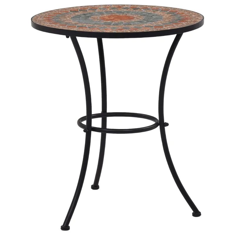 vidaXL Mesa bistró de mosaico cerámica naranja/gris 60 cm - Jardín