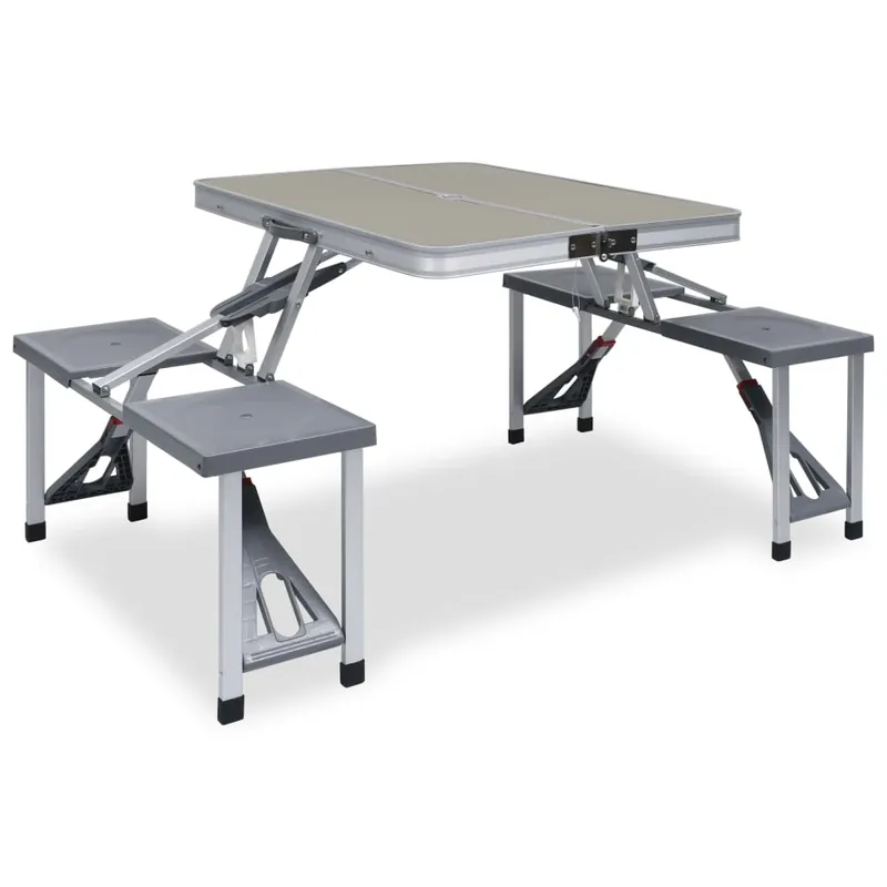 vidaXL Mesa de camping plegable con 4 asientos acero aluminio - Jardín