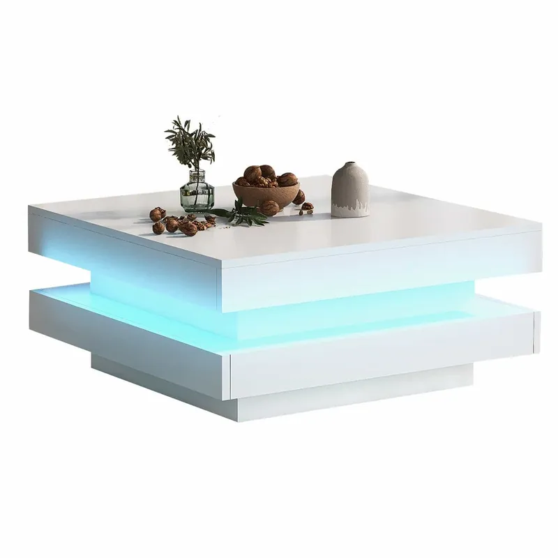 Mesa de centro contemporánea con LED en 16 colores - forma cuadrada - Blanco