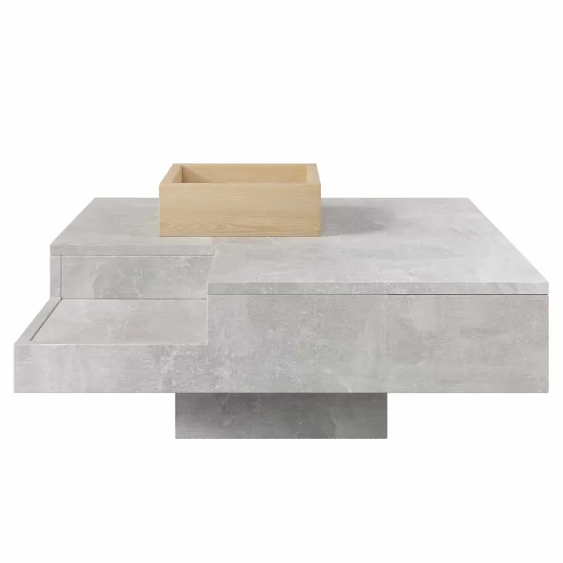 Mesa de centro cuadrada con caja de almacenamiento extraíble - Luces LED en la parte inferior - Negro