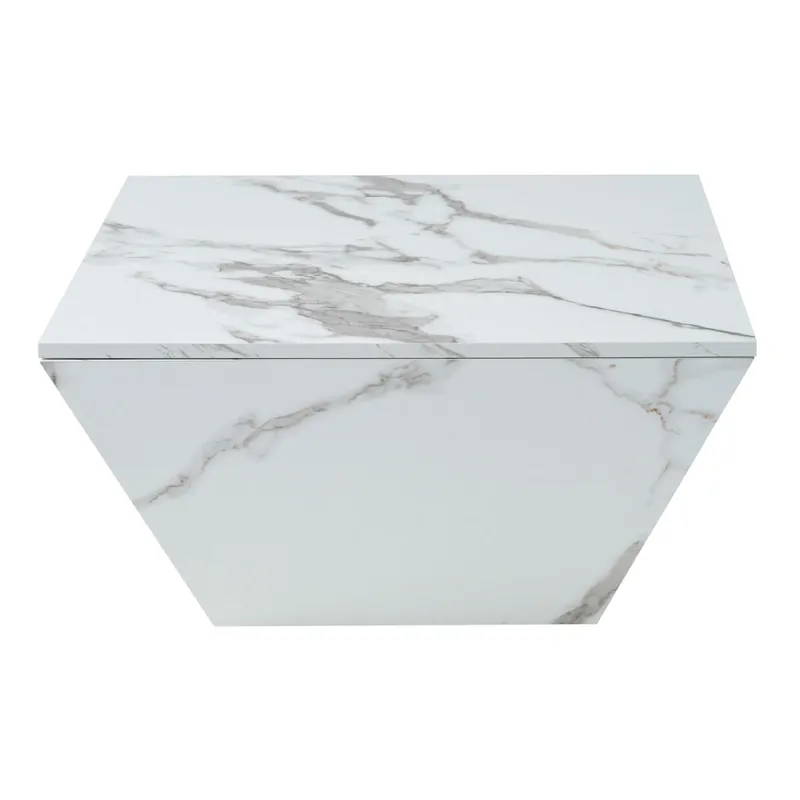 Mesa de centro moderna - con 2 cajones - chapa de mármol - Blanco