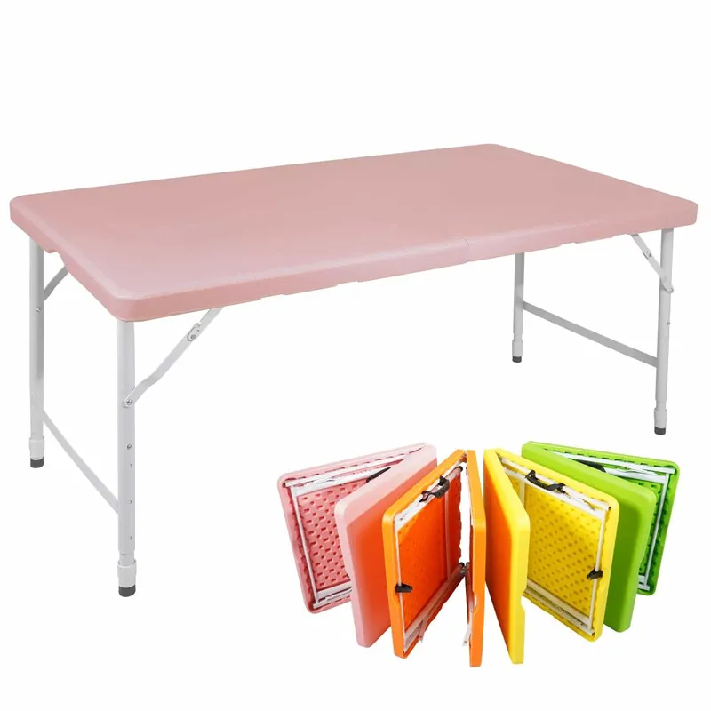 Mesa plegable 125cm - resistente, ajustable, multiusos - naranja