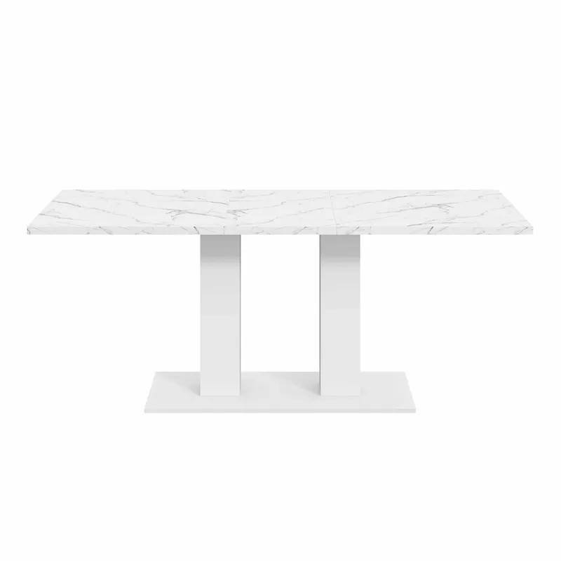 Mesa de comedor extensible 140/180x70 cm - para 6-8 personas, rectangular, tablero grueso, estilo moderno, multifuncional para cocina y salón - blanco
