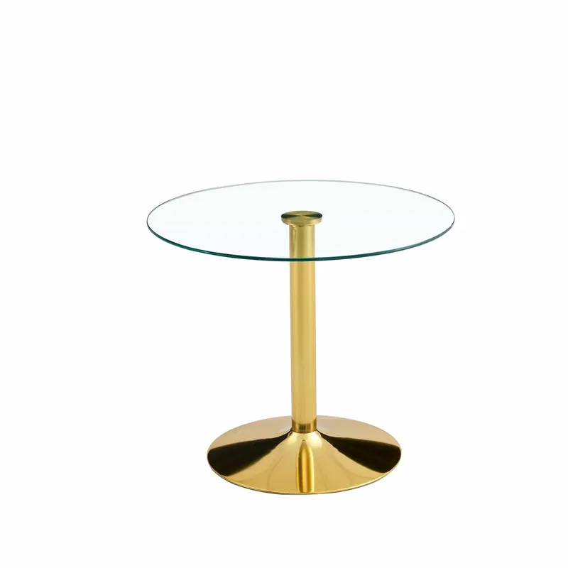 Mesa de barra de vidrio moderna minimalista - 85 cm - Lujo ligero - Dorado, Transparente