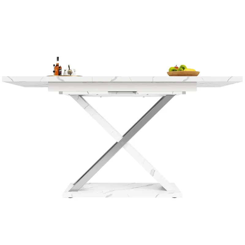 Mesa extensible 118-157 cm - Mesa de comedor y cocina con patas cruzadas - Blanco