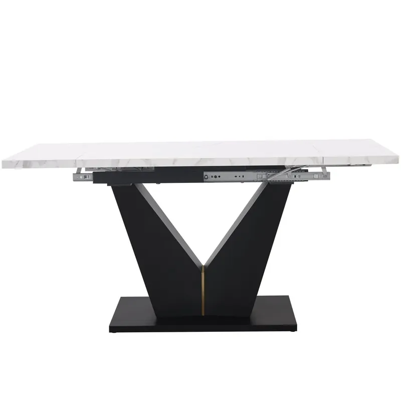 Mesa extensible Teleskópica 99-159×75 cm - Mesa de cocina ahorradora de espacio - Blanco+Negro