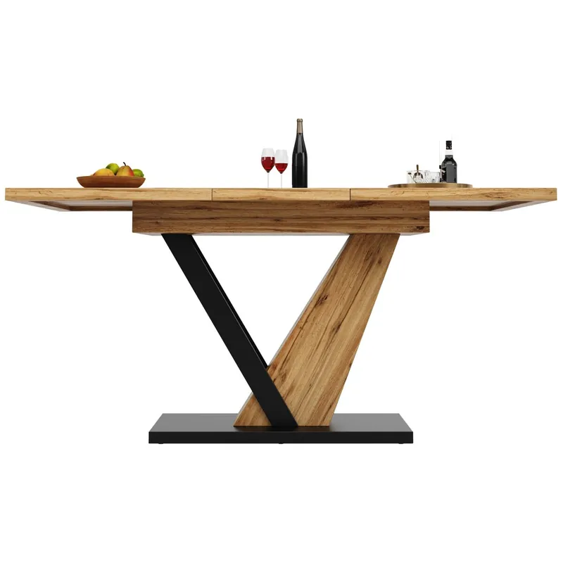 Mesa extensible 120–160 x 75 x 75,5 cm - Mesa de cocina y comedor - Con veta de madera - Color madera