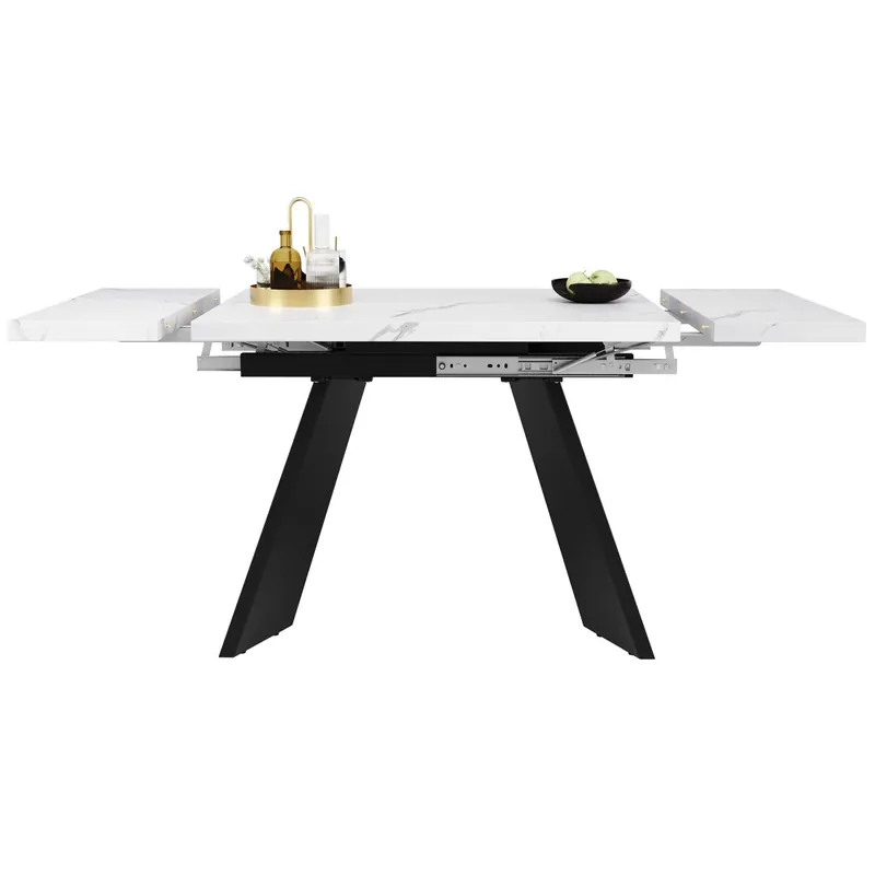 Mesa extensible 99-159 cm - Diseño flexible, mesa para comedor y oficina, superficie ancha - Blanco