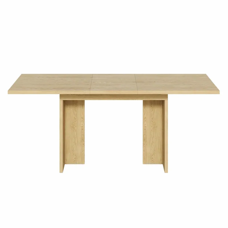 Mesa de comedor extensible, 140/180x80 cm - Para 6-8 personas, forma rectangular, tablero grueso, estilo sencillo - Roble