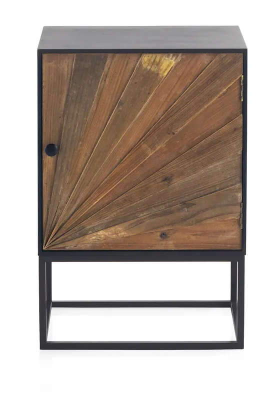 Mesilla de noche de madera 1 puerta con base de metal - Muebles