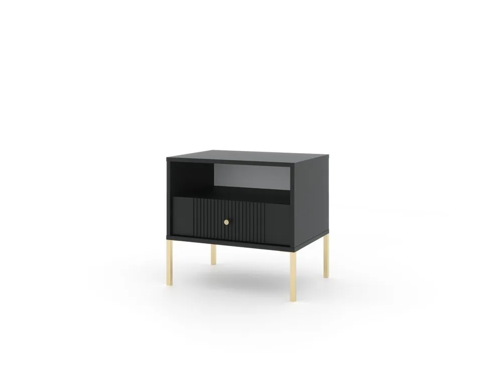 Mesilla de noche ISEO 54x39x50 Negro, dorado - Muebles