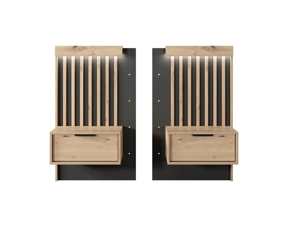 Mesilla de noche TALLY (juego de 2) 51x40x104 Crema & Negro - Muebles
