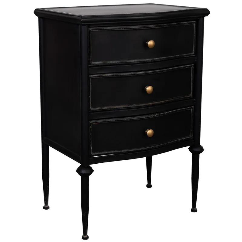 Mesita de 3 cajones de metal envejecido negro 46x36x68 - Muebles