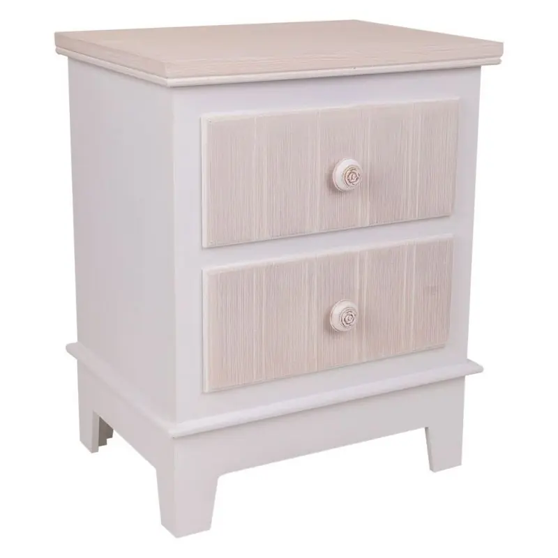 Mesita de madera de 2 Cajónes blanco 40x30x50 - Muebles