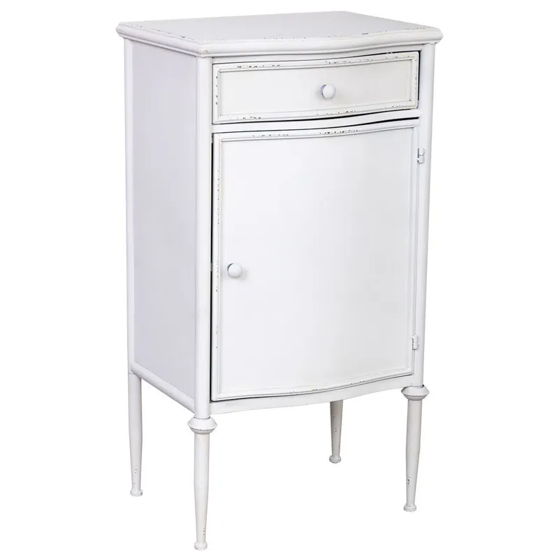 Mesita de metal de 1 cajon y 1 puerta blanco 46.5x36.5x86h cm - Muebles