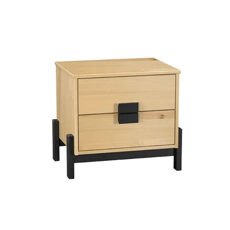 Mesita De Noche 2 Cajones De Pino 48x54x40 cm - Muebles