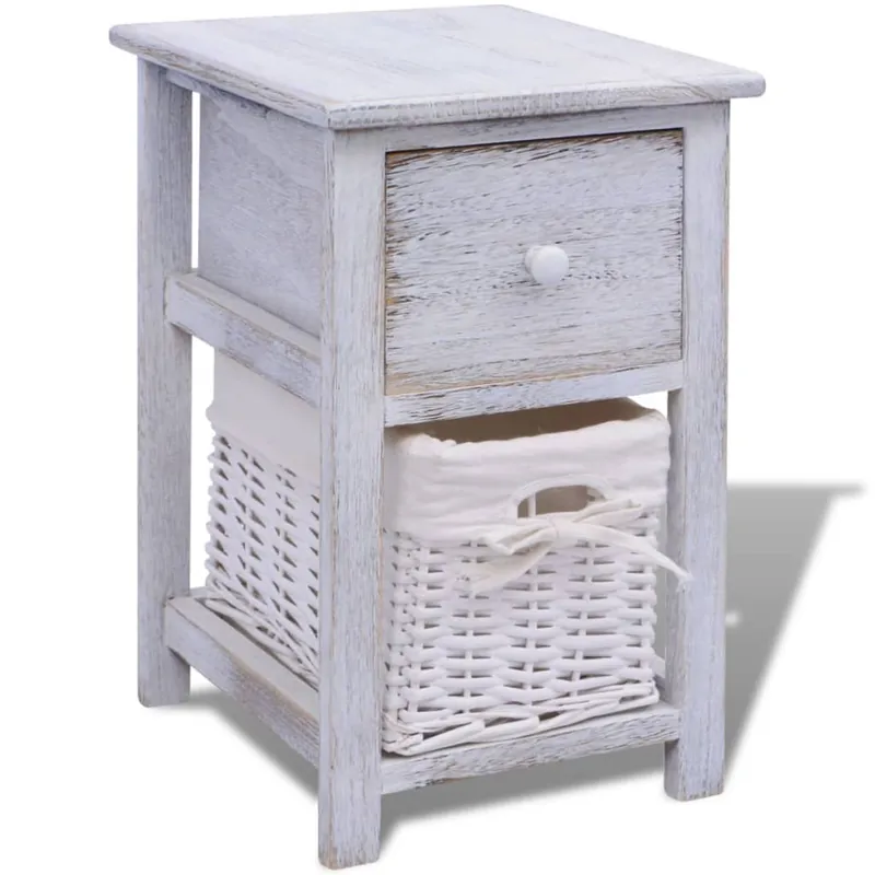 vidaXL Mesita de noche de madera blanca - Muebles