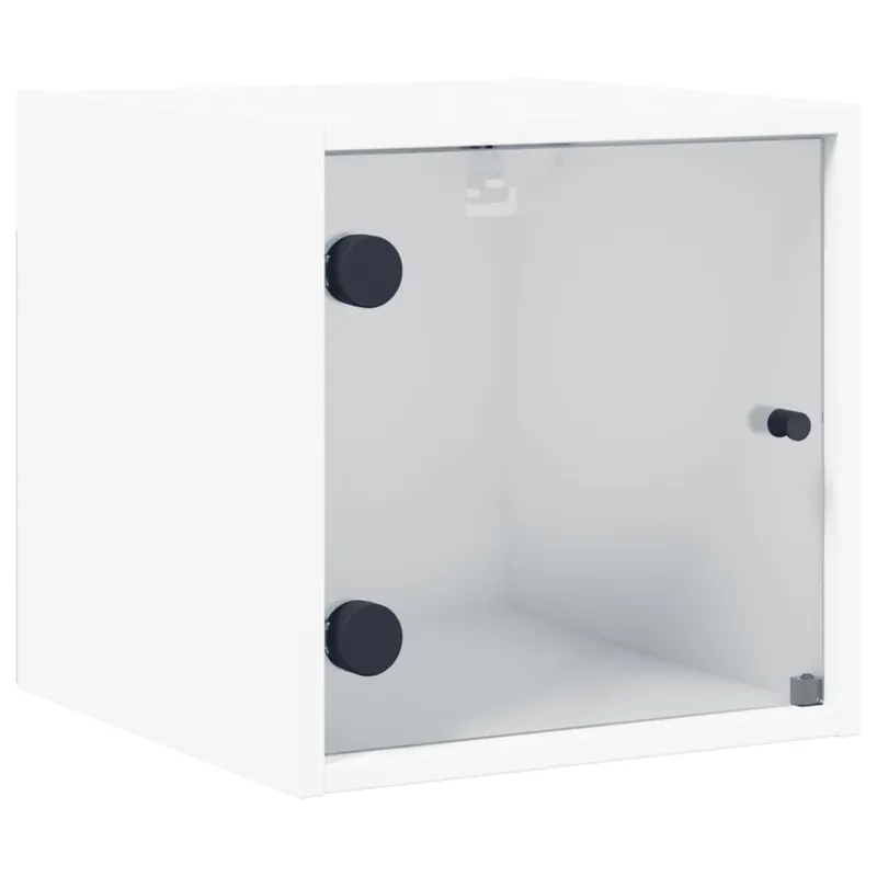 vidaXL Mesita de noche con puerta de vidrio roble ahumado 35x37x35 cm - Muebles