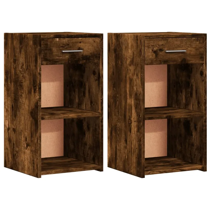 vidaXL Mesitas noche 2 uds madera ingeniería roble ahumado 35x34x65 cm - Muebles