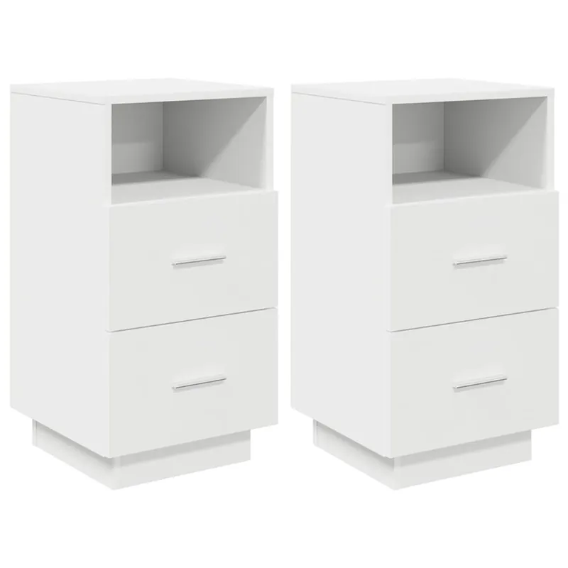 vidaXL Mesillas de noche 2 uds con 2 cajones blanco 36x36x68 cm - Muebles