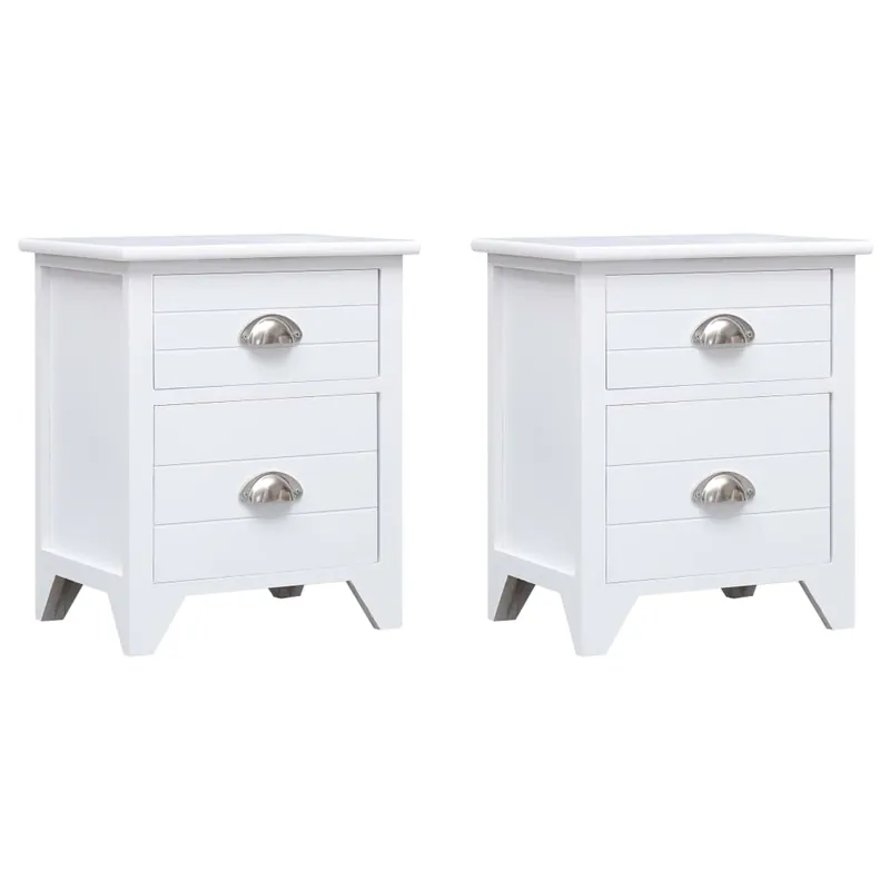 vidaXL Mesitas de noche con 2 cajones 2 unidades marrón y blanco - Muebles