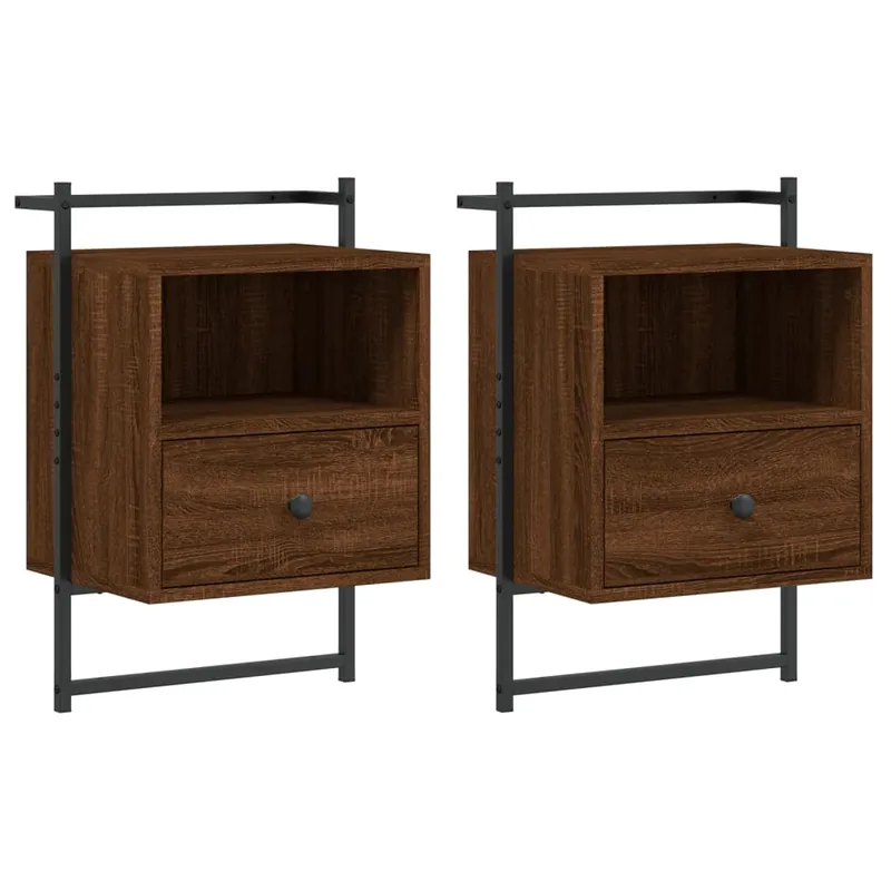 vidaXL Mesitas de noche de pared 2 unidades marrón roble 40x30x61 cm - Muebles