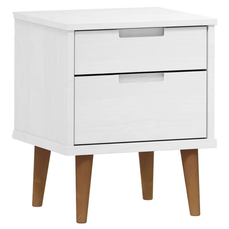 vidaXL Mesita de noche MOLDE madera maciza de pino blanca 40x35x48 cm - Muebles