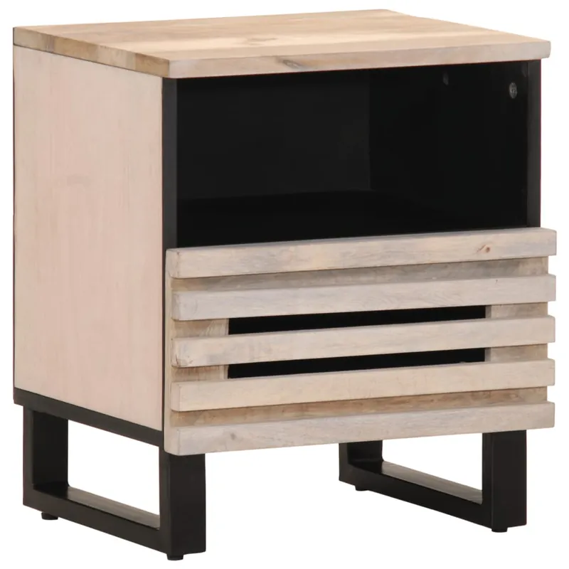 vidaXL Mesita de noche madera maciza mango blanqueado 40x34x46 cm - Muebles