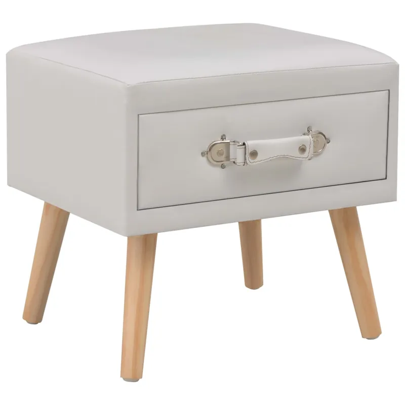 vidaXL Mesita de noche blanco 40x35x40 cm cuero sintético - Muebles