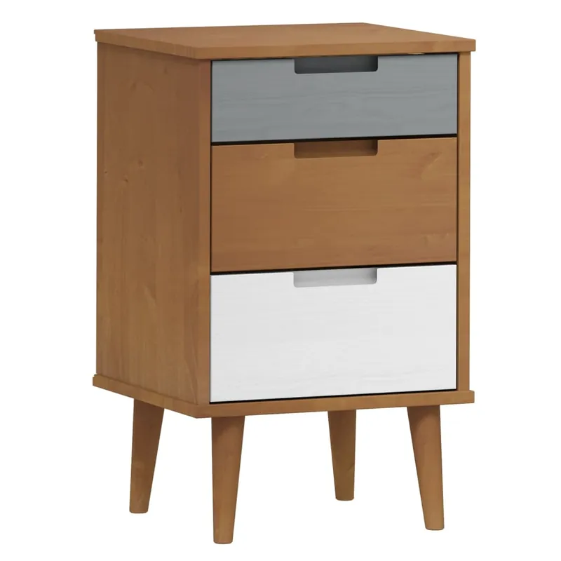vidaXL Mesita de noche MOLDE madera maciza de pino blanca 40x35x65 cm - Muebles