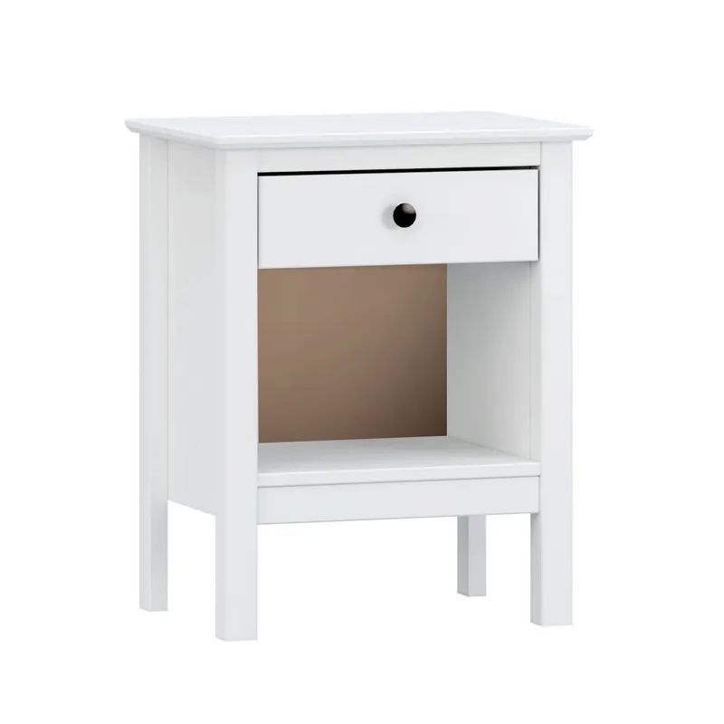 Mesita de Noche Alexandra House Living Blanco Metal Madera de pino 47 x 60 x 35 cm 1 cajón - Muebles