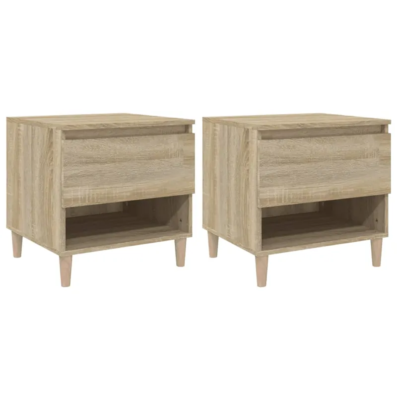 vidaXL Mesitas de noche 2 uds contrachapada gris hormigón 50x46x50 cm - Muebles