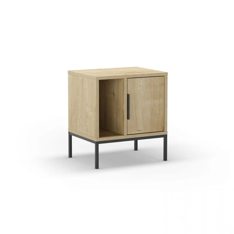 Mesita de noche Brik Blanco Negro 45 x 50 x 35 cm - Muebles