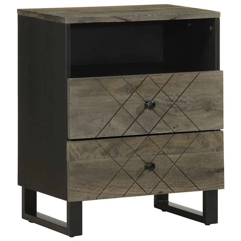 Mesita de noche Chía 2 cajones + 1 compartimento negro 62x50x33 cm - Muebles