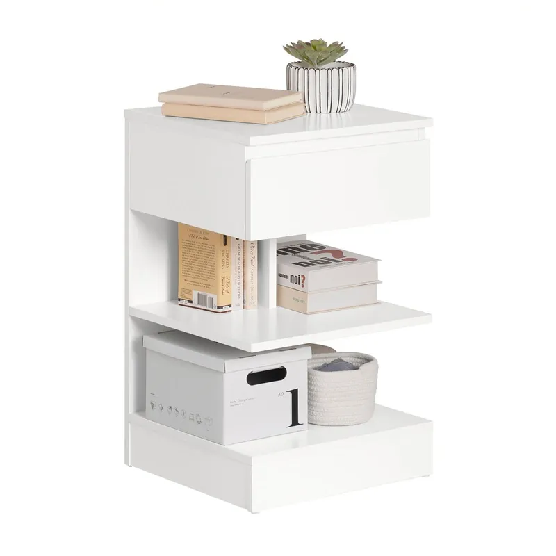 Mesita de Noche con 1 cajón y 2 estantes, Consola, Mesa Auxiliar para salón Comedor FBT49-W SoBuy ES