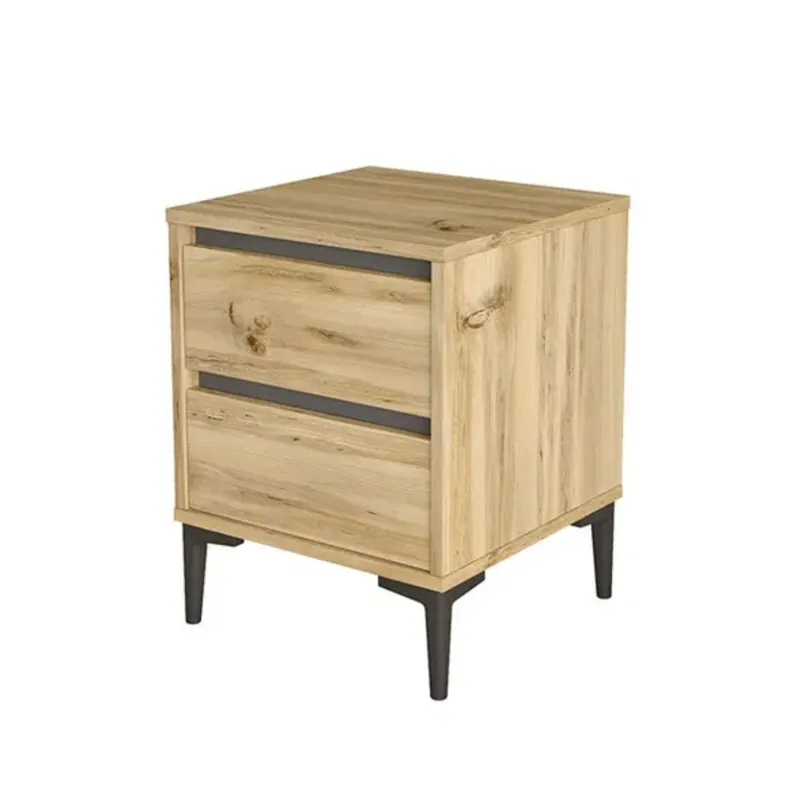 Mesita de noche Mont Blanc 2 cajones con patas natural 58x45x45 cm - Muebles