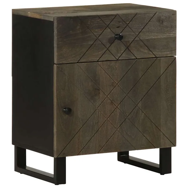 Mesita de noche Cornalina 1 cajón + armario madera de mango negro 60x50x33 cm - Muebles