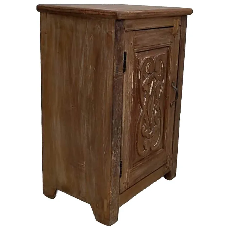 Mesita de noche de madera acabado artesanal marrón 50x35x73 cm - Muebles