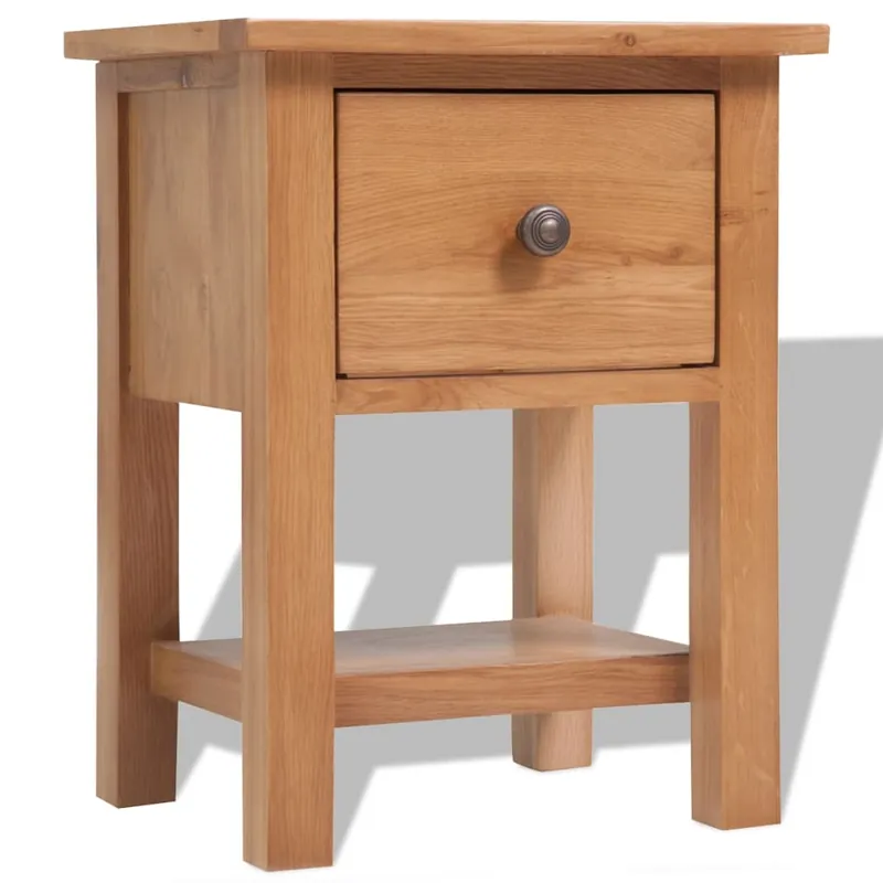 vidaXL Mesita de noche de madera de roble maciza 36x30x47 cm - Muebles