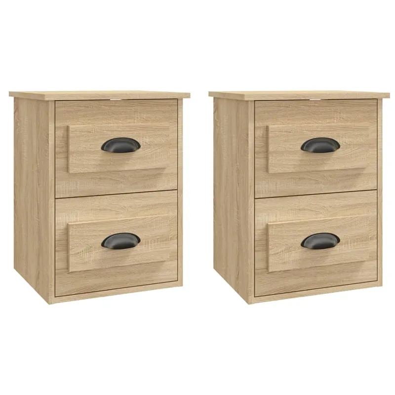 vidaXL Mesitas de noche de pared 2 uds blanco 41,5x36x53 cm - Muebles
