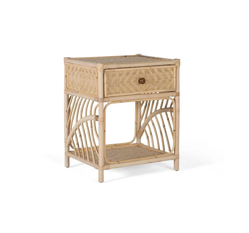 Mesita de noche de ratán con encanto natural 60x50x40 - Muebles