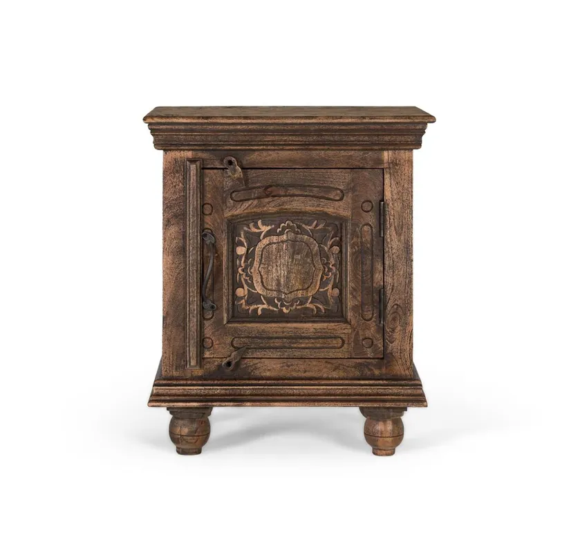 Mesita de noche fabricada en madera de mango maciza - Muebles