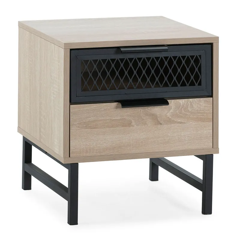 Mesita de noche Hera 1 puerta 1 cajón color madera - Muebles