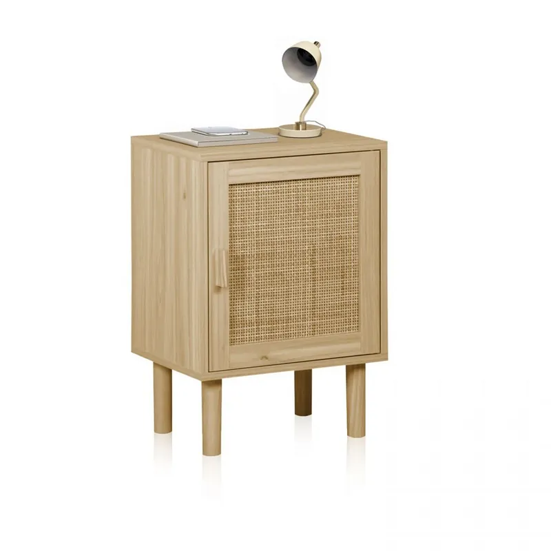 Mesita de noche Made Pino - Rattan 40 x 58 x 30 cm