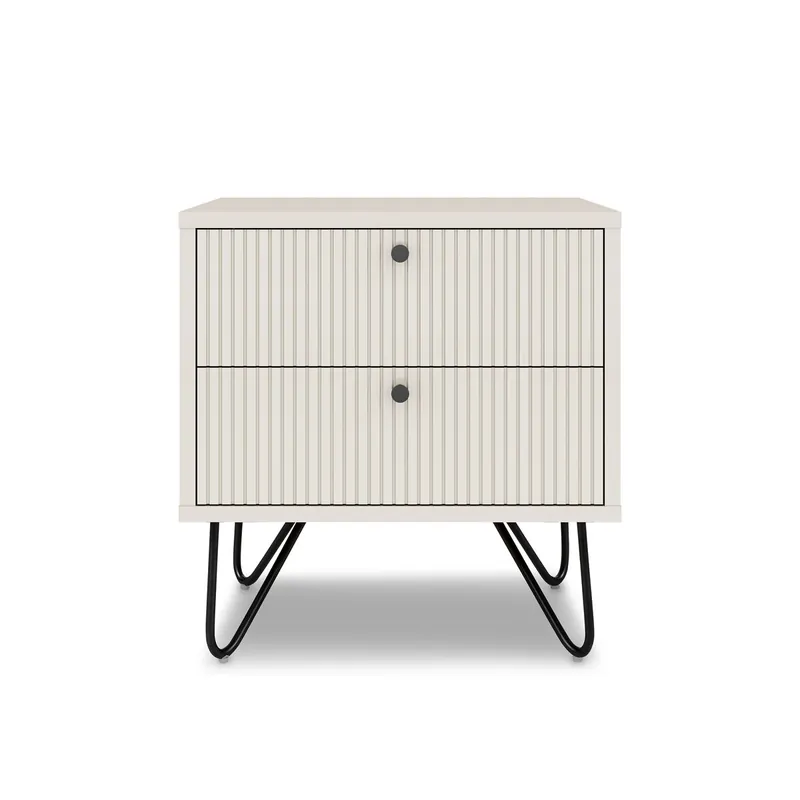 Mesita de noche MARY 50x50x40cm 2 cajones blanco - Muebles