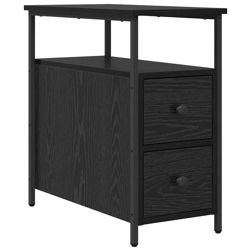 Mesita De Noche - Mesilla De Noche con cajón Roble negro 30 x 60 x 60 cm