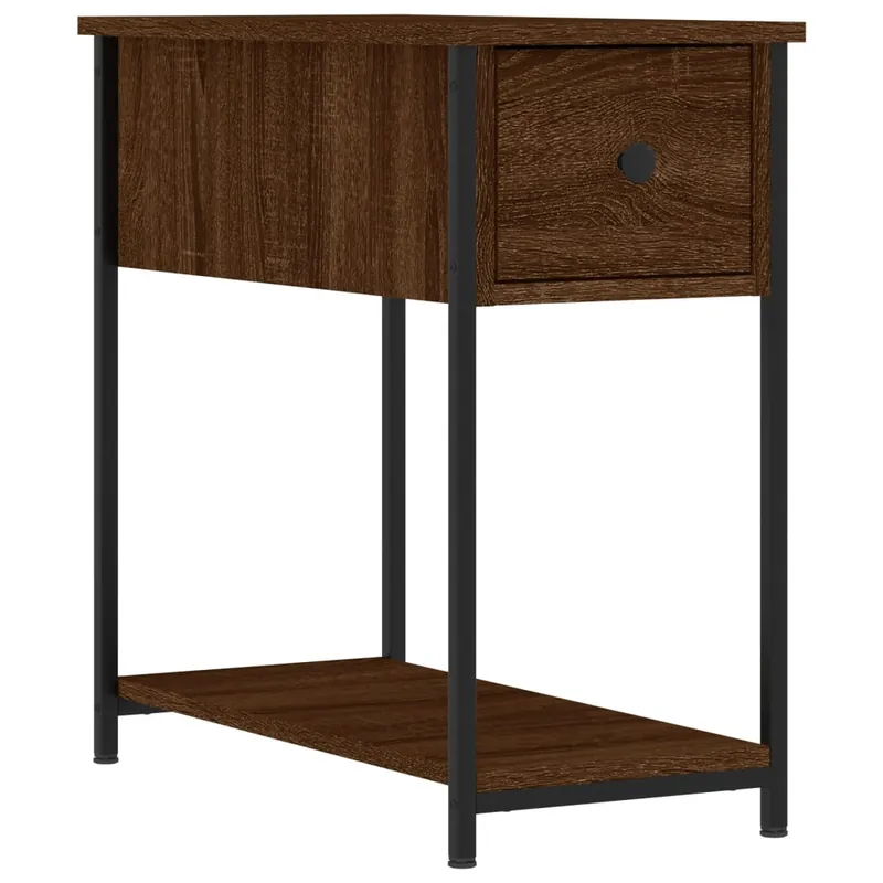Mesita De Noche Mesilla De Noche - madera de ingeniería marrón roble 30x60x60 cm