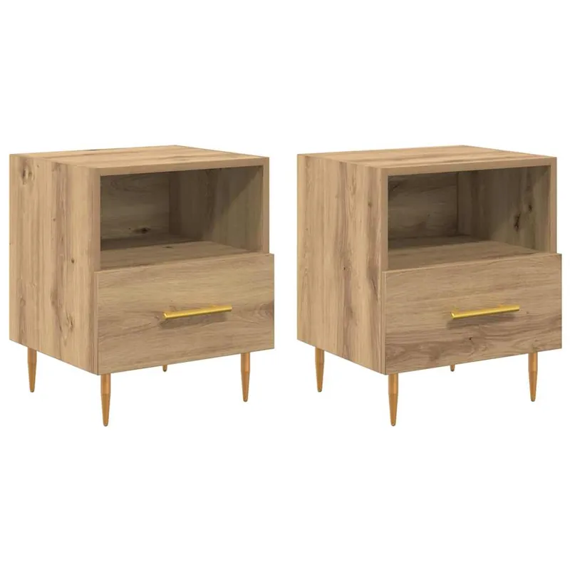 Juego De Mesitas De Noche Mesillas De Noche - madera ingeniería gris hormigón 40x35x47,5cm