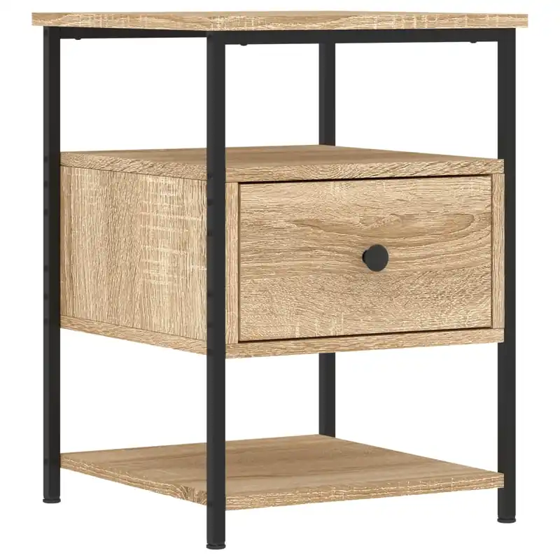 Mesita De Noche Mesilla De Noche - madera de ingeniería roble ahumado 40x42x56 cm