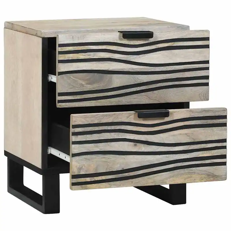 Mesita De Noche - Mesilla De Noche Nogal 40 x 33 x 46 cm madera maciza de mango